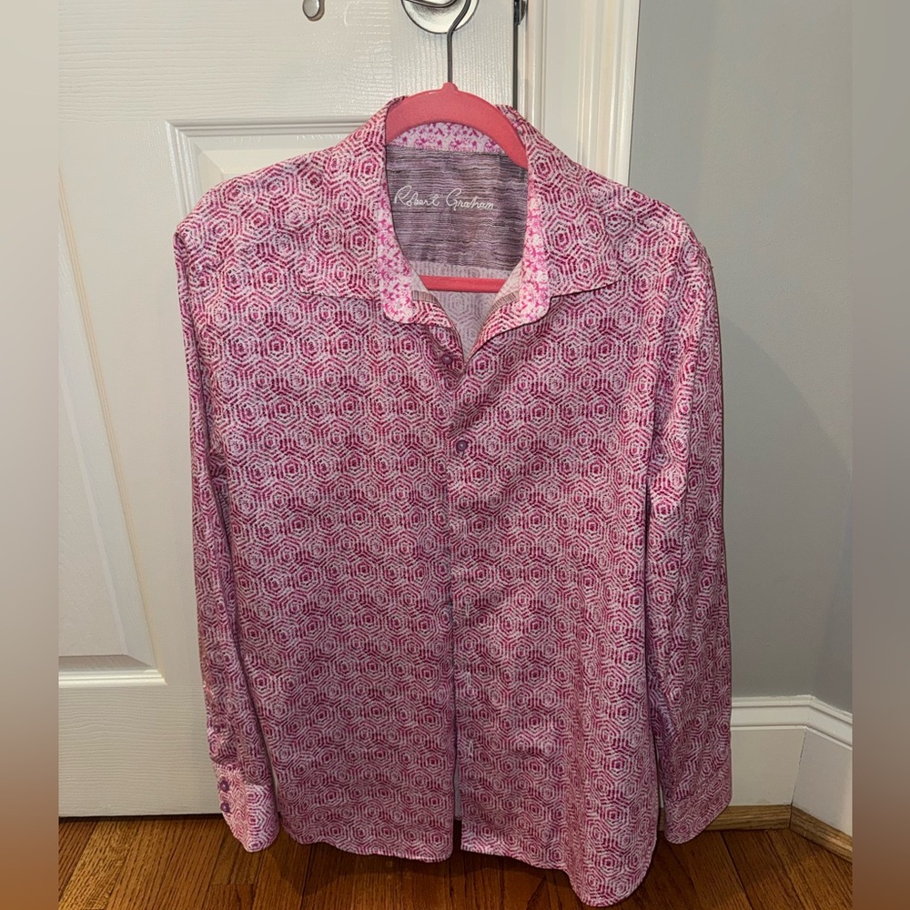Robert Graham Men's Shirt in Pink Hexagonal Pattern